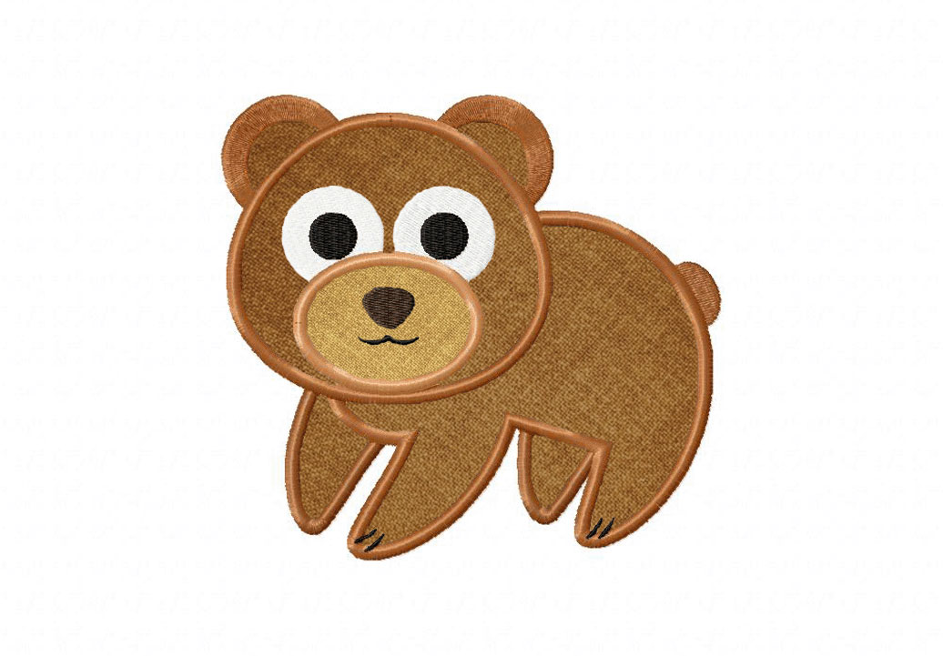 Huggable Bear Includes Both Applique and Stitched