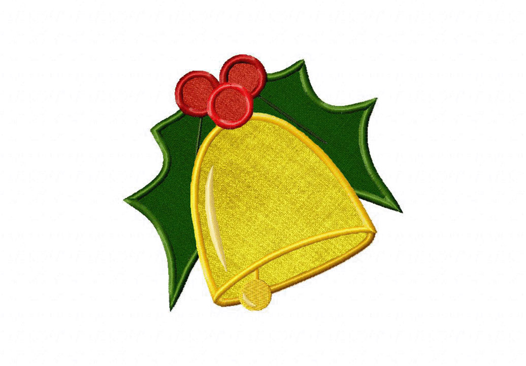 Bell and Mistletoe Includes Both Applique and Stitched
