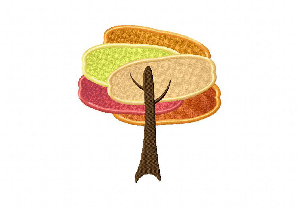 Shady Retro Tree Includes Both Applique and Stitched