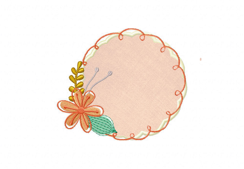 Doodle Floral Frames Includes Both Applique and Stitched - Image 2