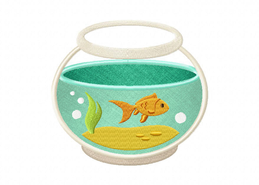 Goldfish in Bowl Includes Both Applique and Filled