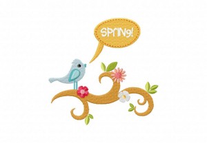 Spring bird on tree branch machine embroidery design  daily embroidery Spring bird on tree branch machine embroidery design  daily embroidery