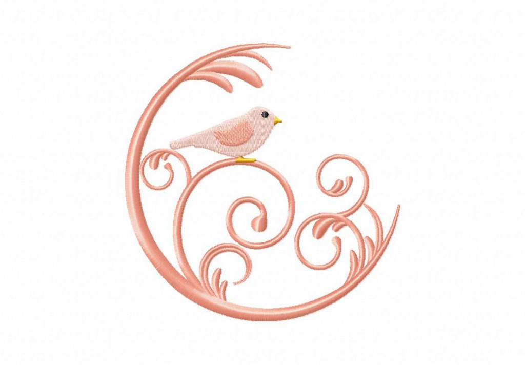 Bird In Swirl Machine Embroidery Design Daily Embroidery