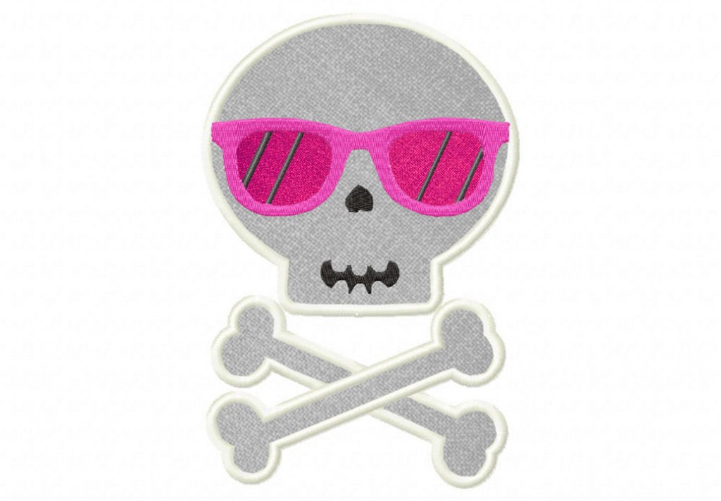 Skull shades includes both applique and stitched  daily embroidery