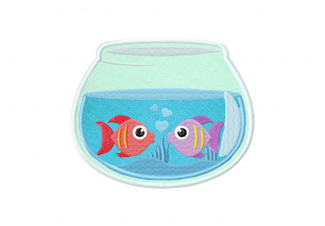 Two Fish Bowl Includes Both Applique and Stitched