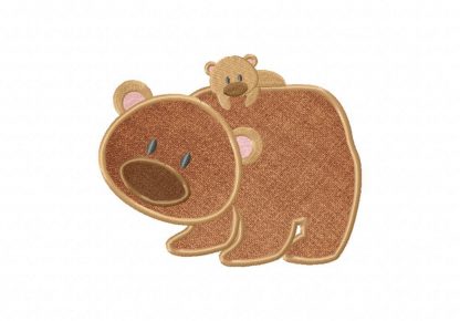 Brown bears includes both applique and stitched  daily embroidery