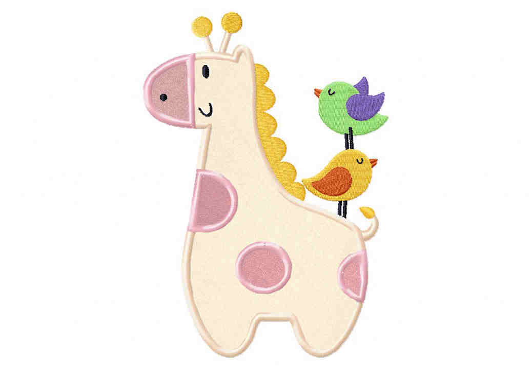 Giraffe and Birds Includes Both Applique and Stitched - Image 2