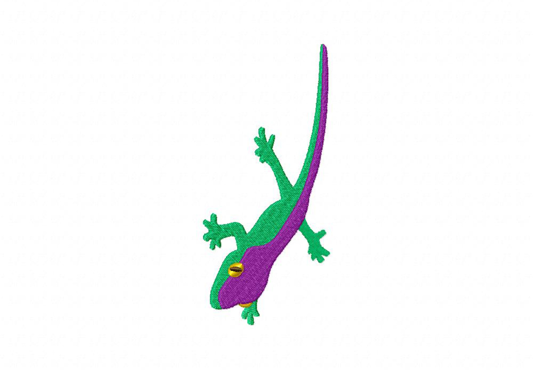 Green and Purple Gecko Machine Embroidery Design