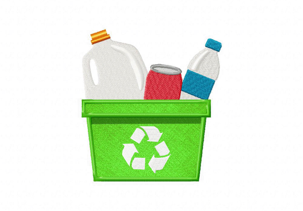 Recycling Bottles Includes Both Applique and Stitched