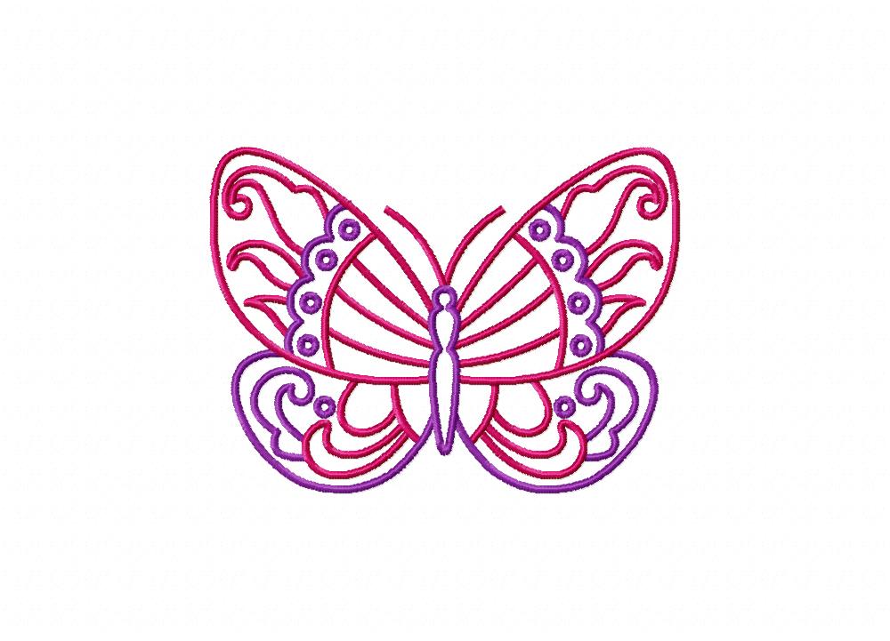 Dainty Purple Violet Butterfly Doodle Machine Embroidery Design