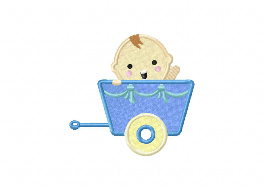 Baby Boy Train Includes Both Applique and Stitched