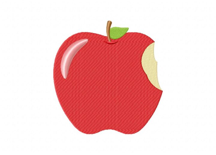 Bitten Apple Includes Both Applique and Stitched – Daily Embroidery