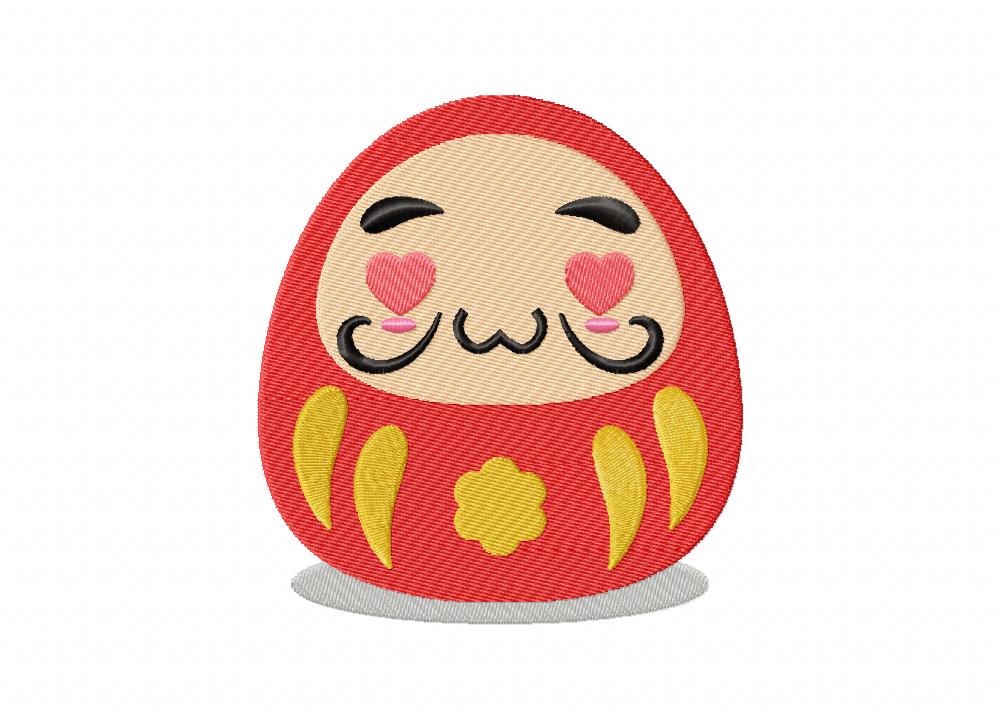 Daruma Doll Hearts Includes Both Applique and Stitched
