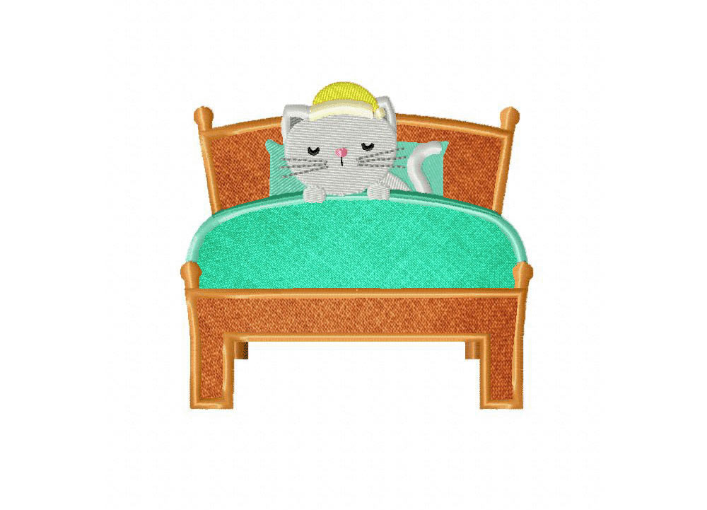 Sweet Dreams Kitty Includes Both Applique and Stitched