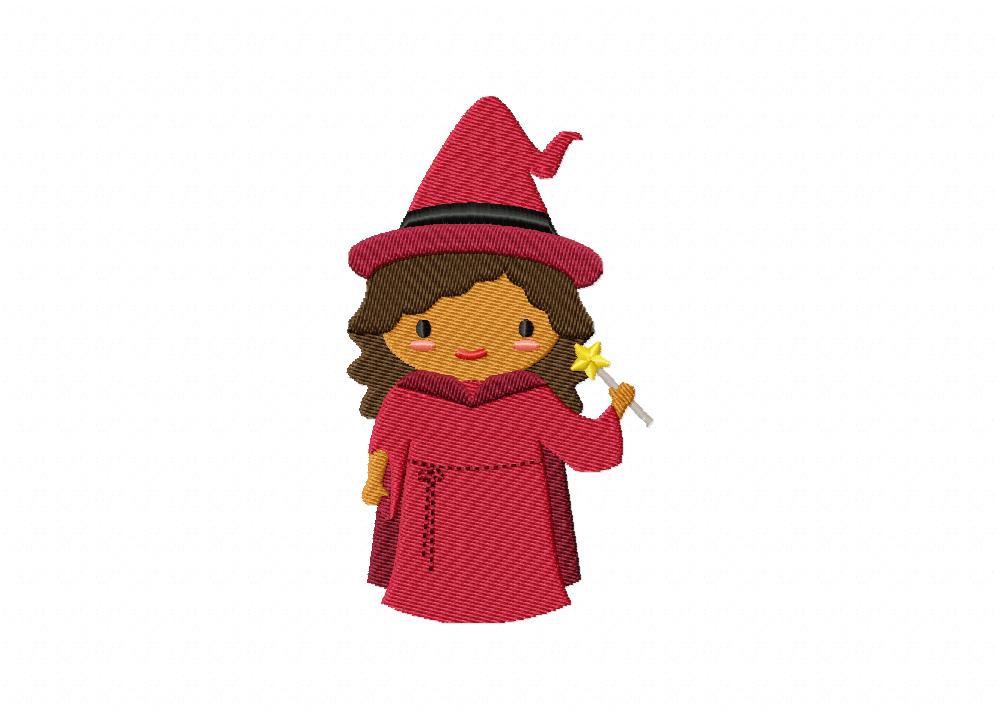 Red Wizard Girl Machine Embroidery Design