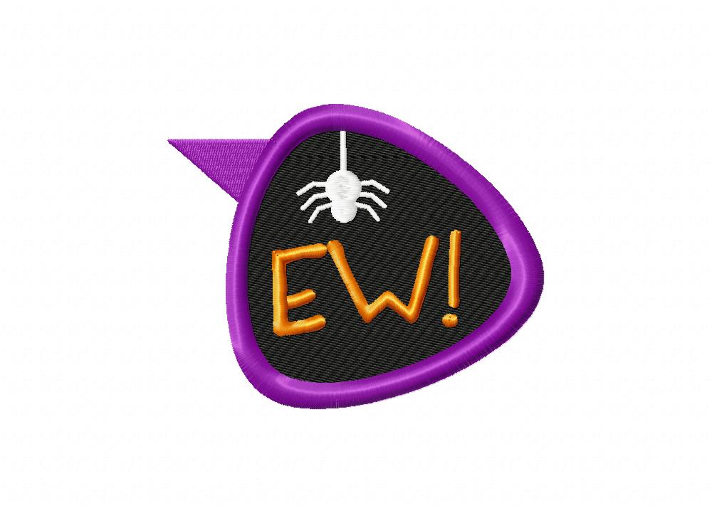 Ew! Halloween Text Balloon Machine Embroidery Design