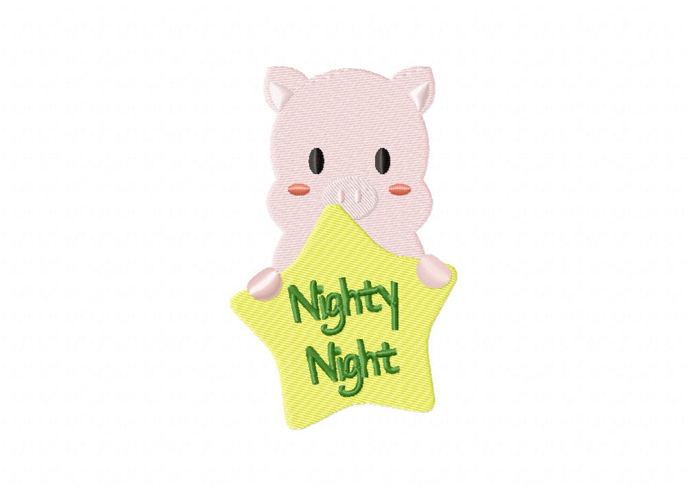 Nighty Night Piggy Includes Both Applique and Stitched