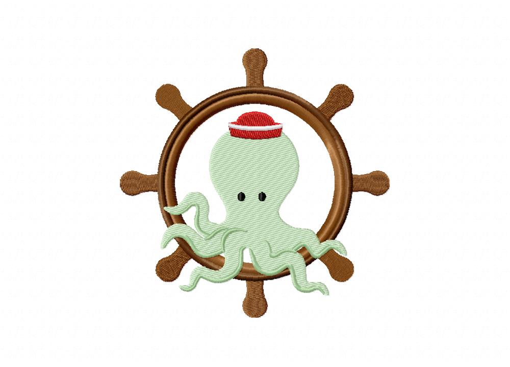 Sea Life Cameo Octopus Machine Embroidery Design