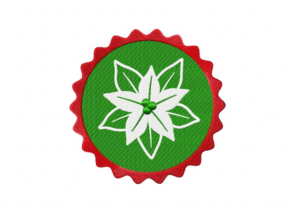 Christmas Button Poinsettia Machine Embroidery Design