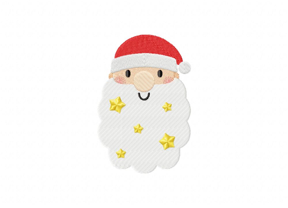 Starry Big Beard Santa Includes Both Applique and Stitched