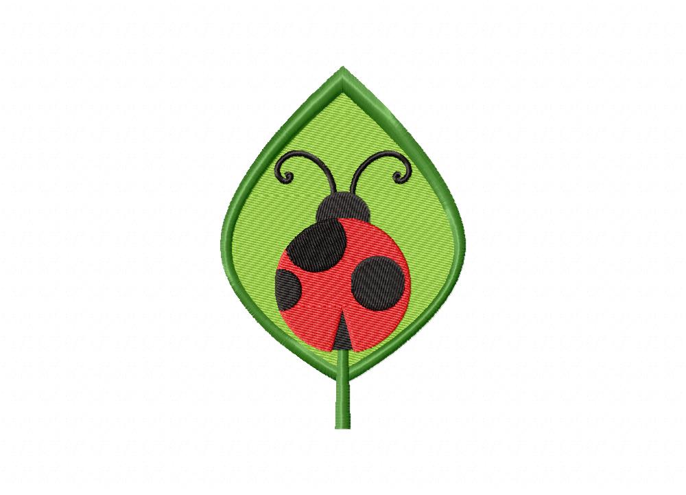 Cute Star Ladybug Leaf Includes Both Applique and Stitched - Image 3
