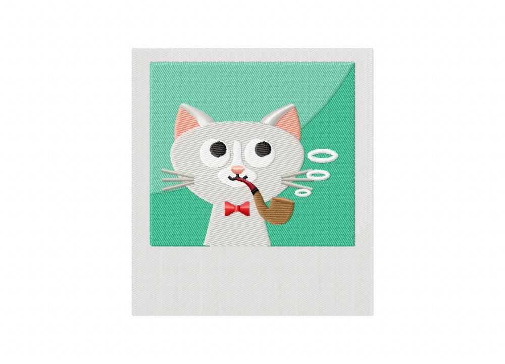 Kitty Polaroid Pipe Includes Both Applique and Stitched