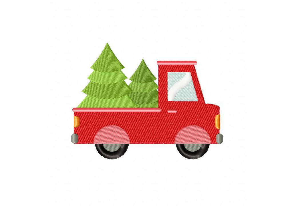 Pine Tree Truck Includes Both Applique and Stitched