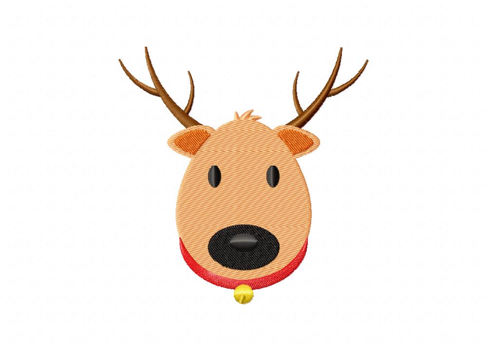 Reindeer Face Includes Both Applique and Stitched