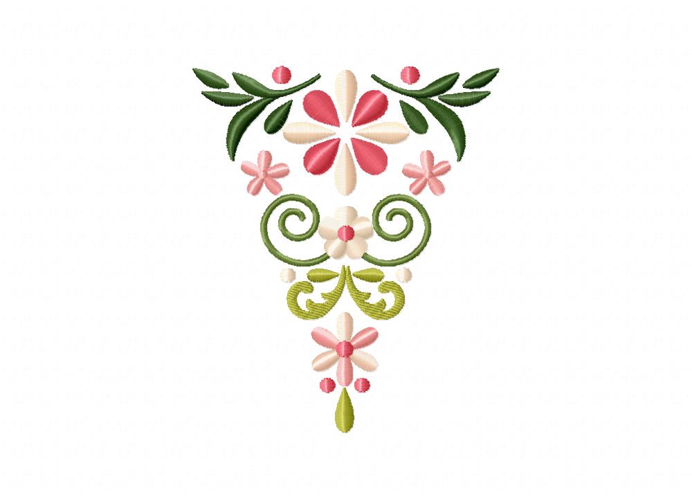 Triangle Floral Bunting Machine Embroidery Design