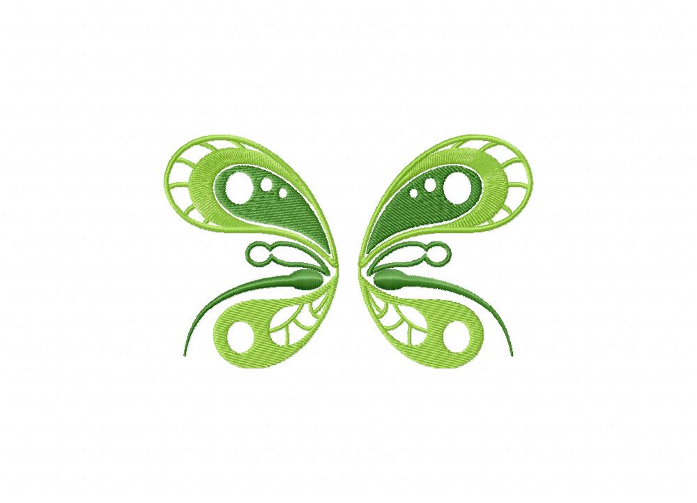 Dazzling Green Butterfly Wing Machine Embroidery Design