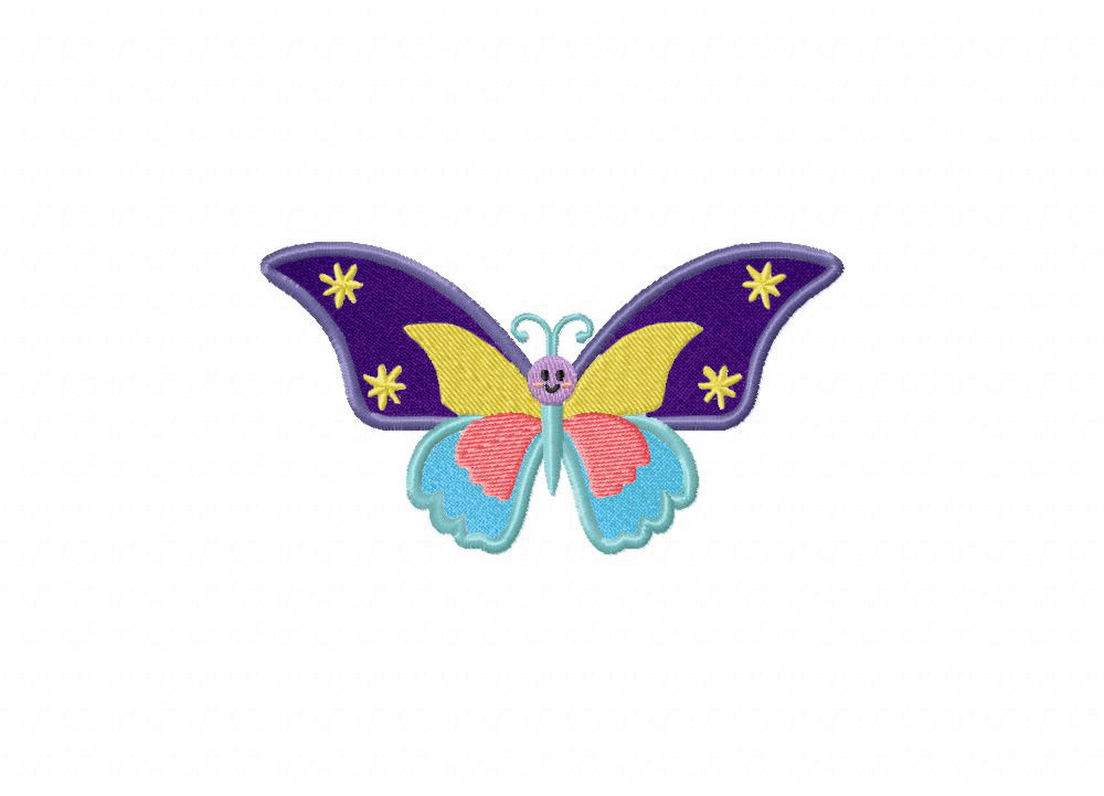 Multi Color Happy Butterfly Includes Both Applique and Stitched – Daily ...