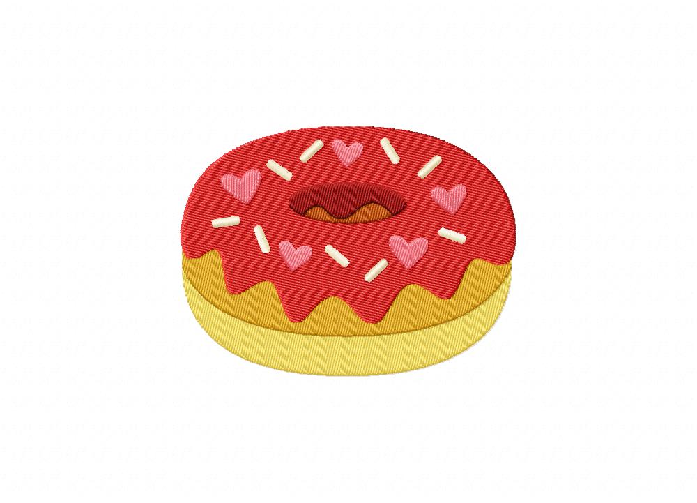 Valentine Heart Donut Includes Both Applique and Stitched