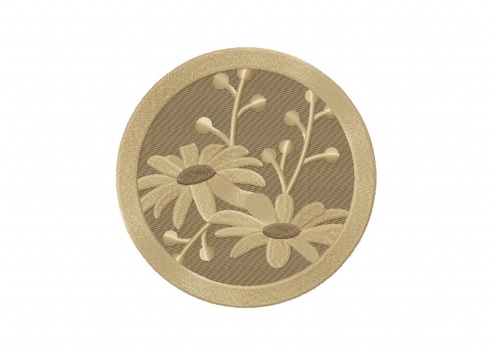 Floral Brooch Daisy Includes Both Applique and Stitched