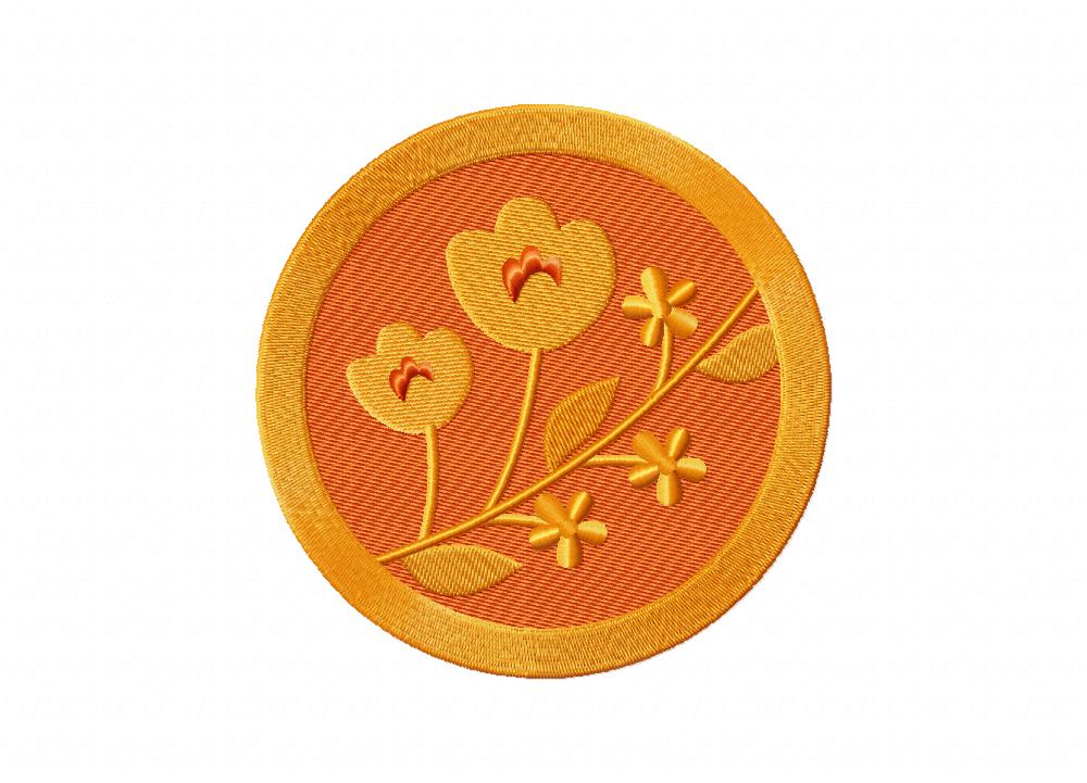 Floral Brooch Poppy Includes Both Applique and Stitched