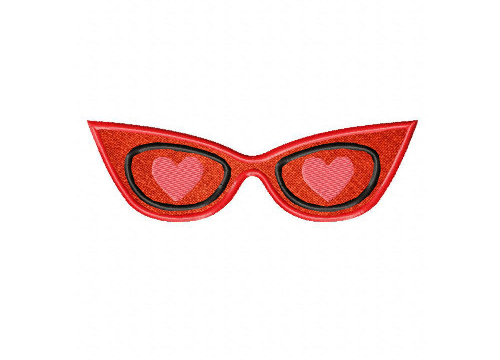 Love Sunglasses Retro Includes Both Applique and Stitched