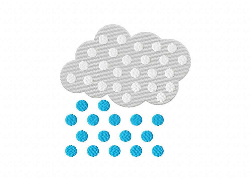 Polka Dot Rain Cloud Includes Both Applique and Stitched