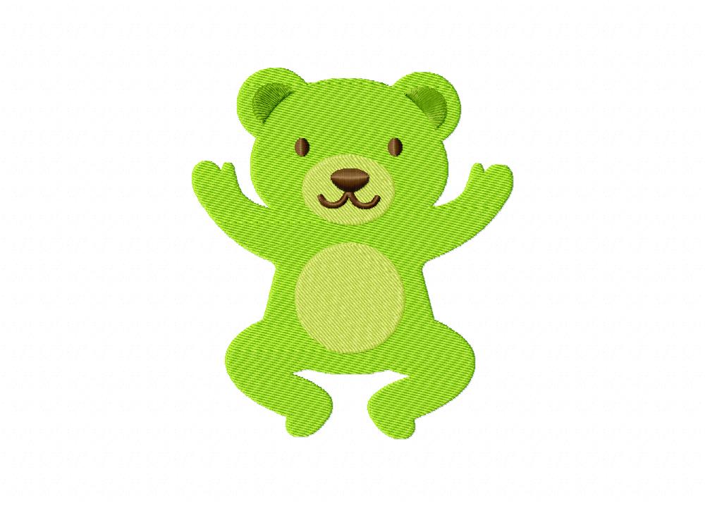 Rainbow Bear Green Machine Embroidery Design