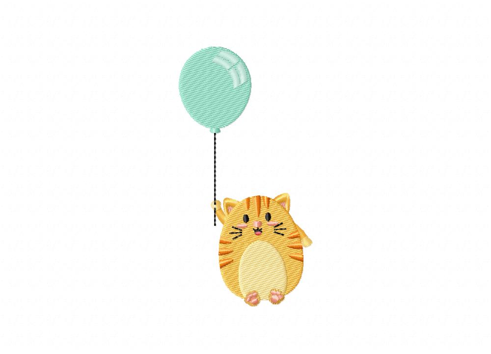 Chubby Calico With Balloon Machine Embroidery Design