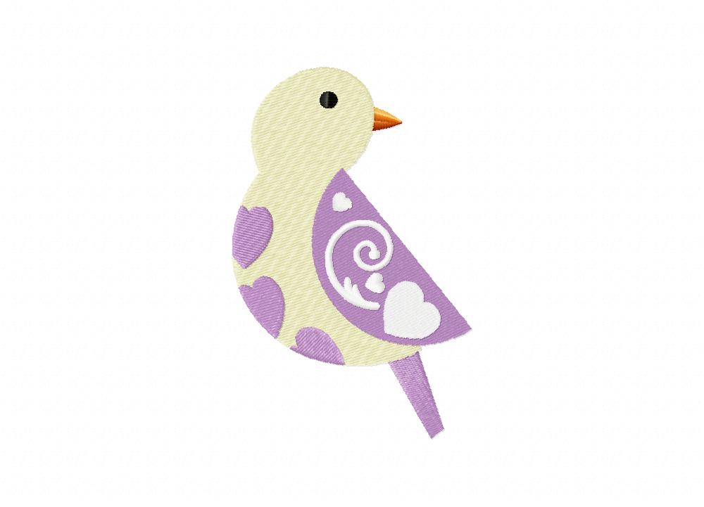 Folk Bird Purple Wing Includes Both Applique and Stitched