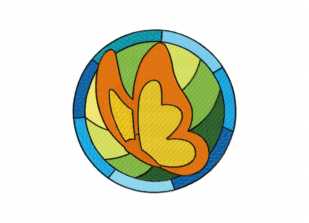 Stained Glass Butterfly Machine Embroidery Design