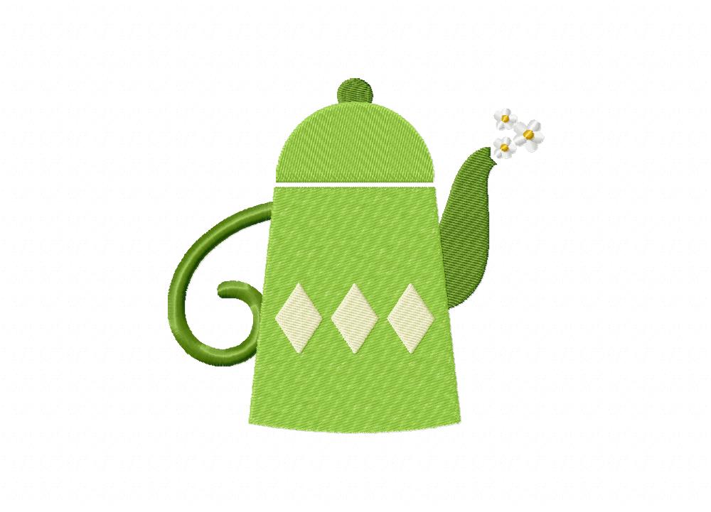 Teapot Plain Includes Both Applique and Stitched