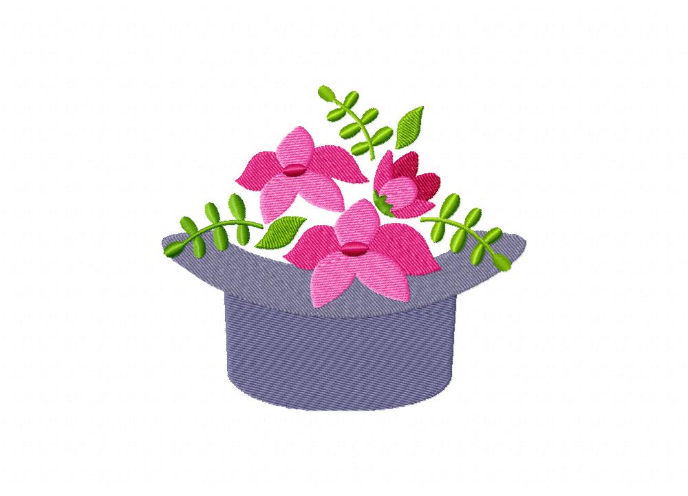 Fedora Flower Hat Machine Embroidery Design
