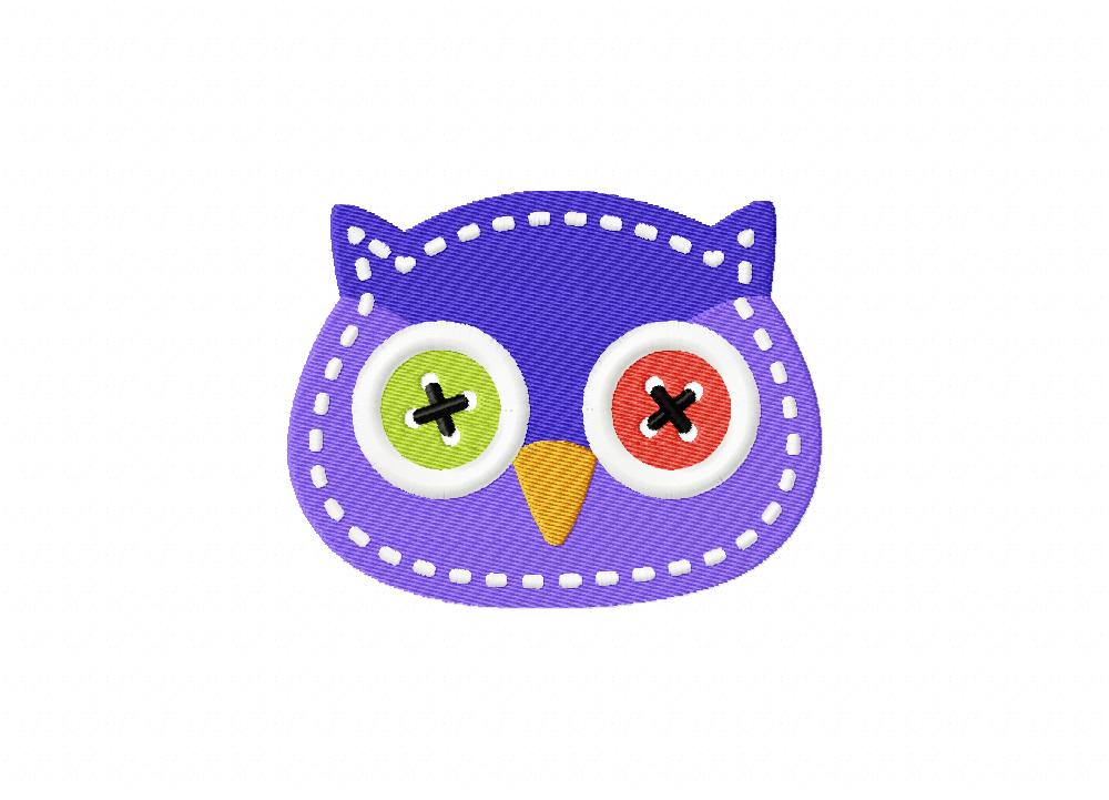 Stitched Owl Head Includes Both Applique and Stitched