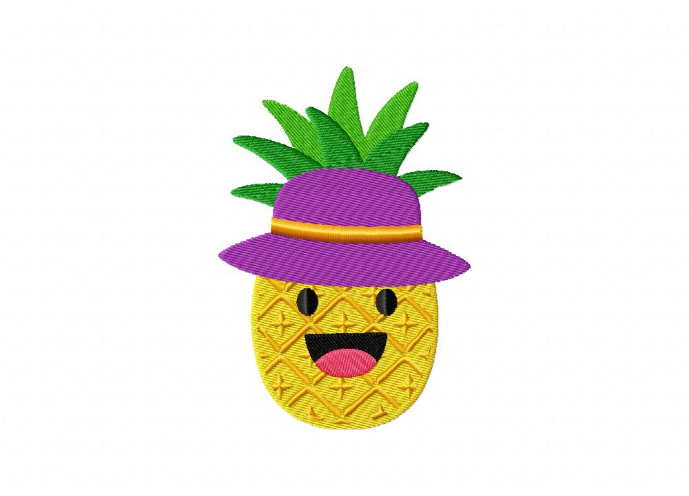 Cool Pineapple With Hat Machine Embroidery Design