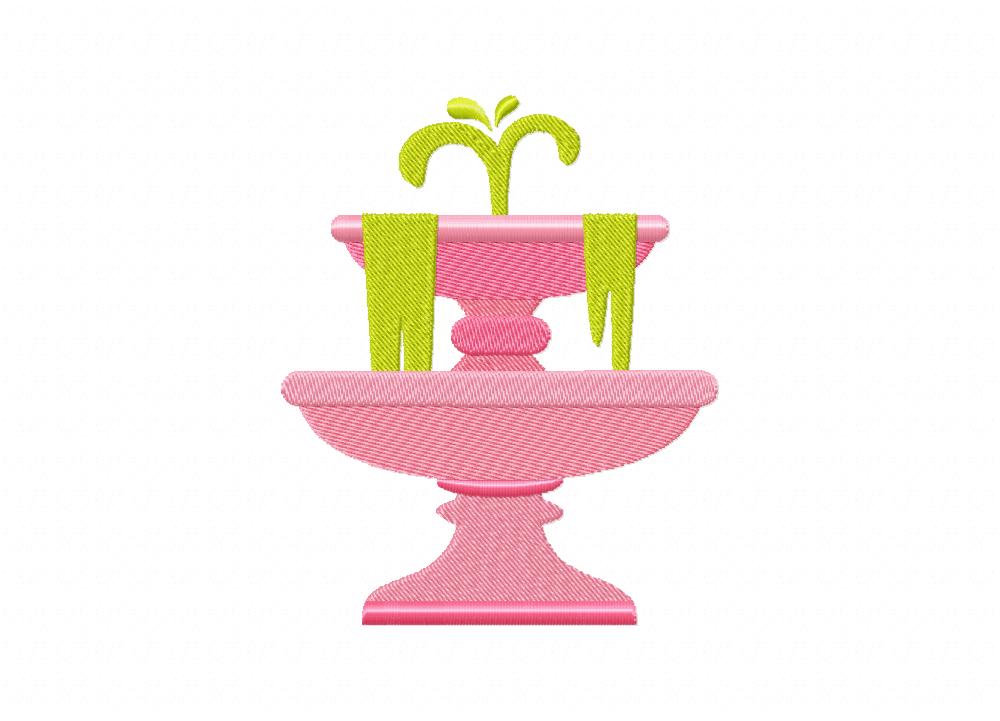 Pink Water Fountain Machine Embroidery Design