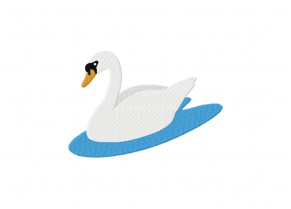 Swan In Water Machine Embroidery Design