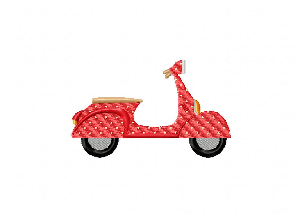 Retro Scooter Dots Machine Embroidery Design