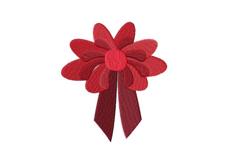 Red Floral Ribbon Machine Embroidery Design Daily Embroidery