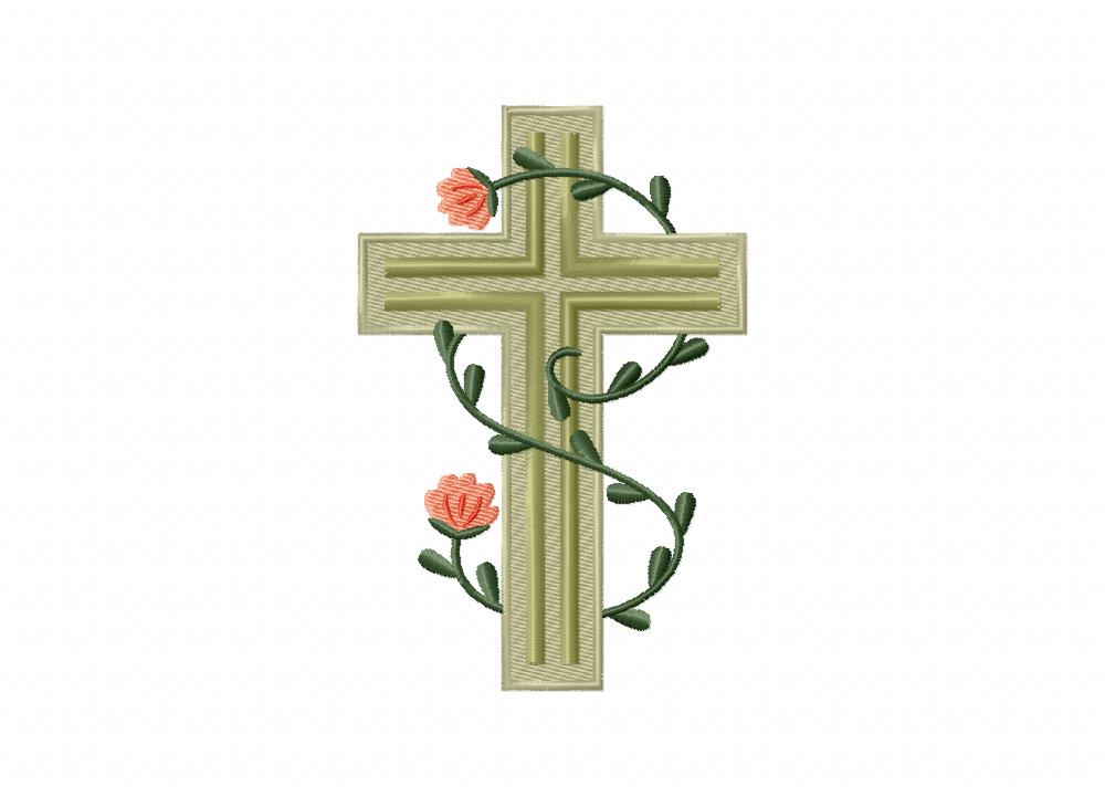 Cross And Peachy Vine Machine Embroidery Design