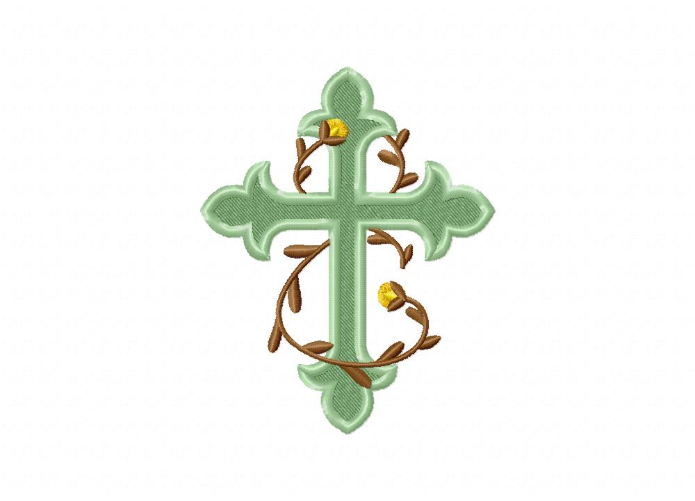 Ornate Cross And Vine Machine Embroidery Design